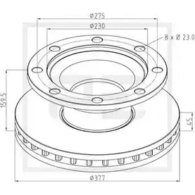 Тормозной диск PE AUTOMOTIVE 046.374-00A 727603 E1RS10K U7Q XX