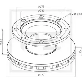 Тормозной диск PE AUTOMOTIVE 727604 BFEL Y 046.375-00A GJRT4X