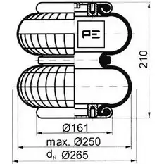 Пневмобаллон PE AUTOMOTIVE 084.127-71A FXFQK 729617 FD 200-19- 1/4 M10 изображение 0