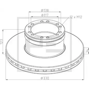 Тормозной диск PE AUTOMOTIVE 5B 8M8 106.206-00A 730880 W42RYIS изображение 0