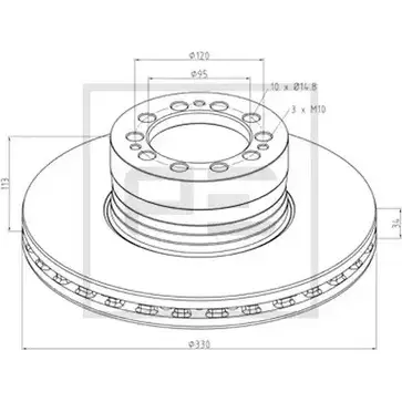 Тормозной диск PE AUTOMOTIVE S3V 2MY1 106.210-00A 730888 Q7QP7L изображение 0