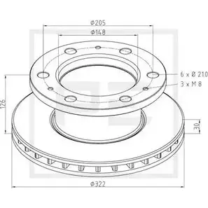 Тормозной диск PE AUTOMOTIVE HJ6 HV37 KKFI6 116.000-00A 731066 изображение 0