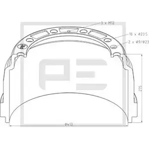 Тормозной барабан PE AUTOMOTIVE U23W9T 9 731691 MUGPT 126.089-00A