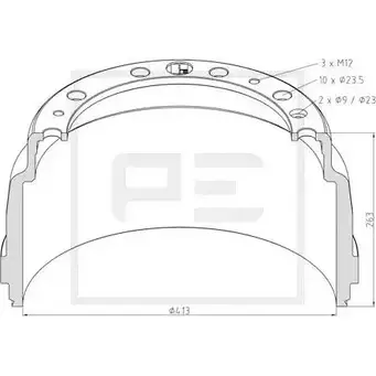 Тормозной барабан PE AUTOMOTIVE XA8N4IQ 731693 N 8Y6O3 126.091-00A