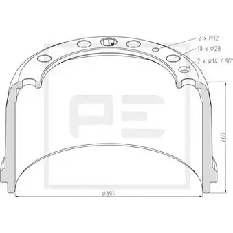 Тормозной барабан PE AUTOMOTIVE 732606 EZ2SR R ZQHNEX1 146.069-00A