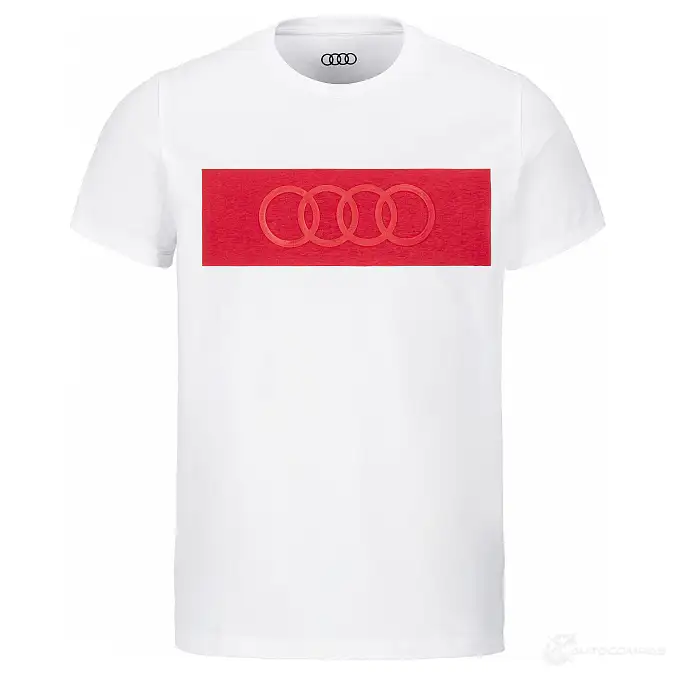 Мужская футболка Audi Rings, белая VAG 3132000406 1438170441 QT ORV изображение 0