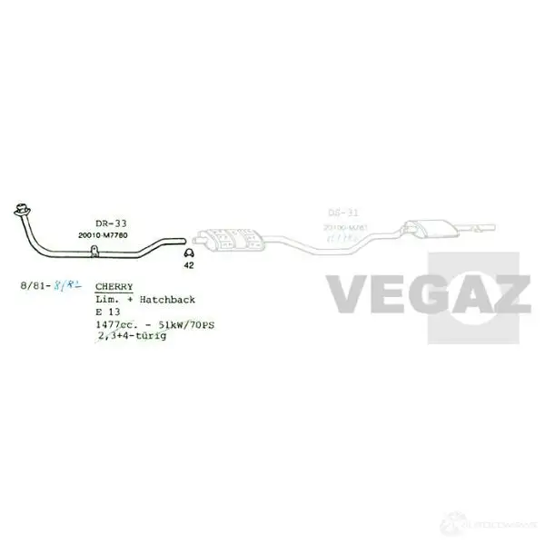 Выхлопная труба глушителя VEGAZ 6QU HB 1437873844 dr33