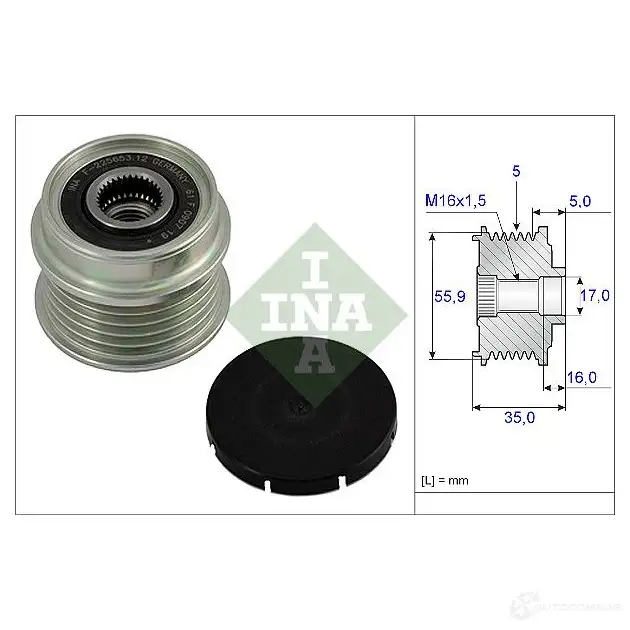 Шкив генератора обгонный INA 1782410 535000410 YJ VT21S 4005108192998