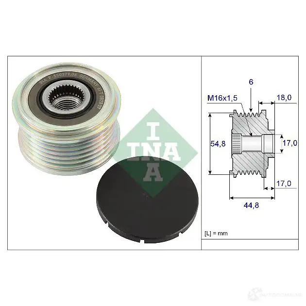 Шкив генератора обгонный INA 4005108344762 1782510 C09F OZ8 535011410 изображение 0