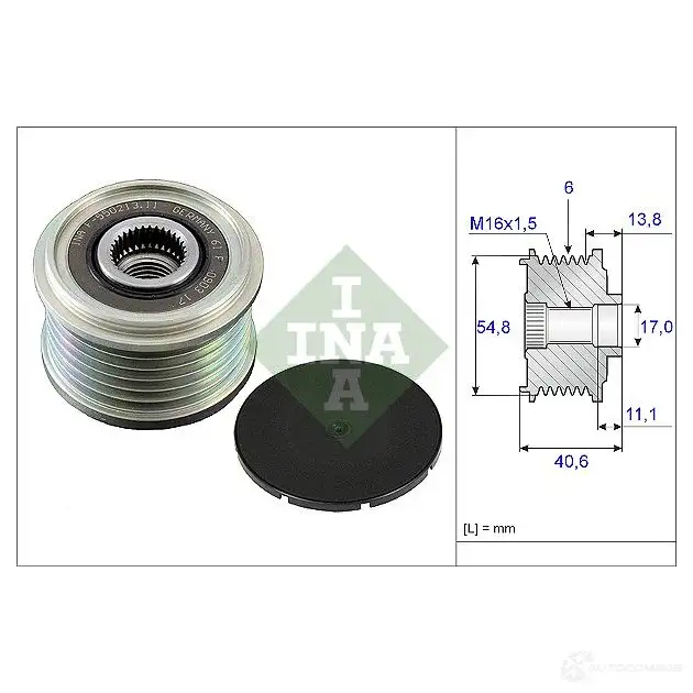 Шкив генератора обгонный INA 1782499 ZU U894 535010210 4005108344878 изображение 0