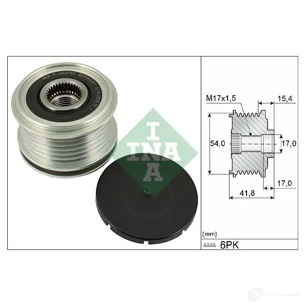 Обгонная муфта генератора INA 535031710 M58CU 6F 1436767791