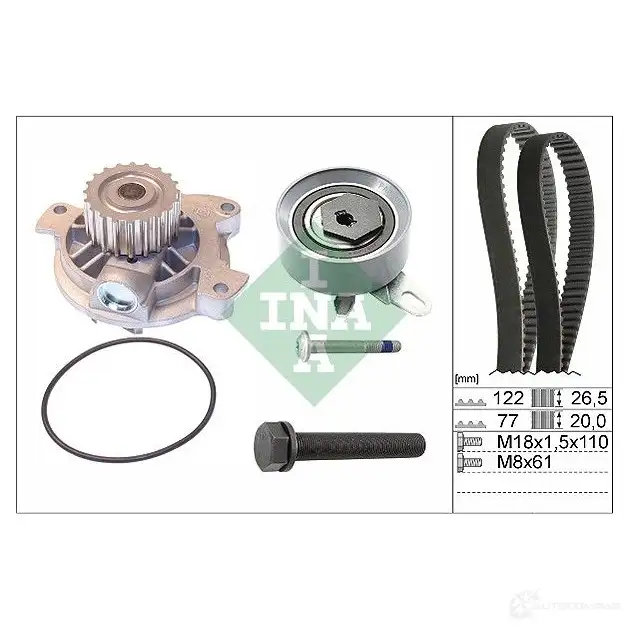 Комплект ремня грм с водяным насосом INA 530040630 GYCBF F 1780298 4005108839152