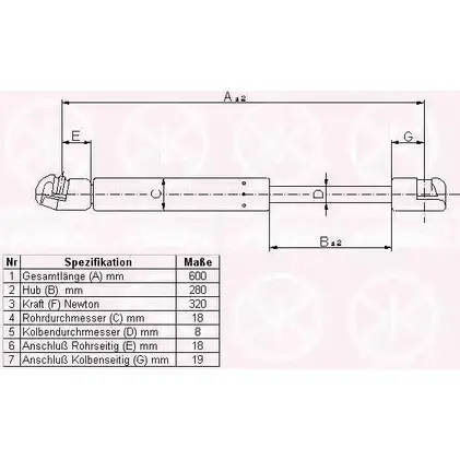 Амортизатор багажника, упор задней двери KLOKKERHOLM 1VZY T 860677 HL90DUF 90087120