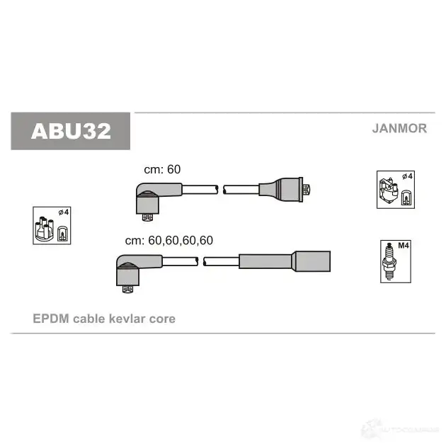 Высоковольтные провода зажигания, комплект JANMOR abu32 5902925008589 11 ZQJ 2816789 изображение 0