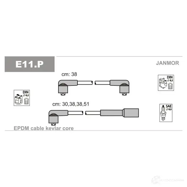 Высоковольтные провода зажигания, комплект JANMOR 8YJ S9W e11p 2817143 5902925015846 изображение 0