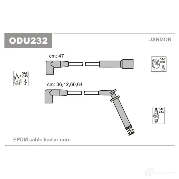 Высоковольтные провода зажигания, комплект JANMOR odu232 5902925015525 2818441 GMC SUDT изображение 0