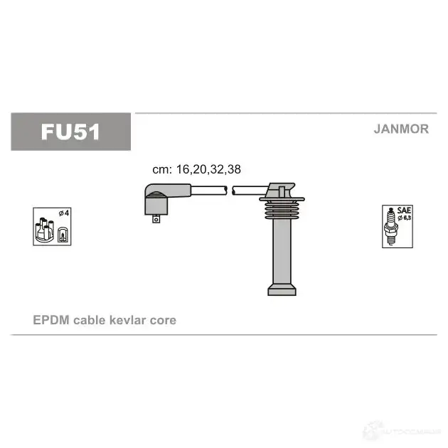 Высоковольтные провода зажигания, комплект JANMOR 5902925008374 2817345 fu51 T5HU GA изображение 1