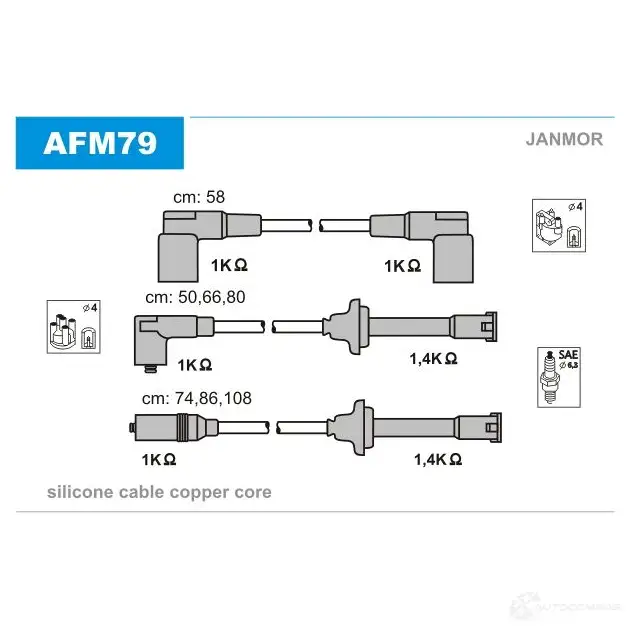 Высоковольтные провода зажигания, комплект JANMOR LL F7N 2816857 afm79 5902925019295 изображение 0