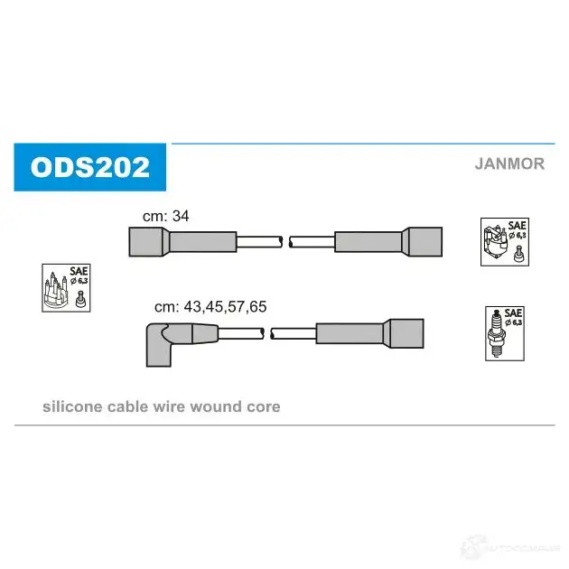 Высоковольтные провода зажигания, комплект JANMOR 2818357 4F 0XV ods202 5902925014917