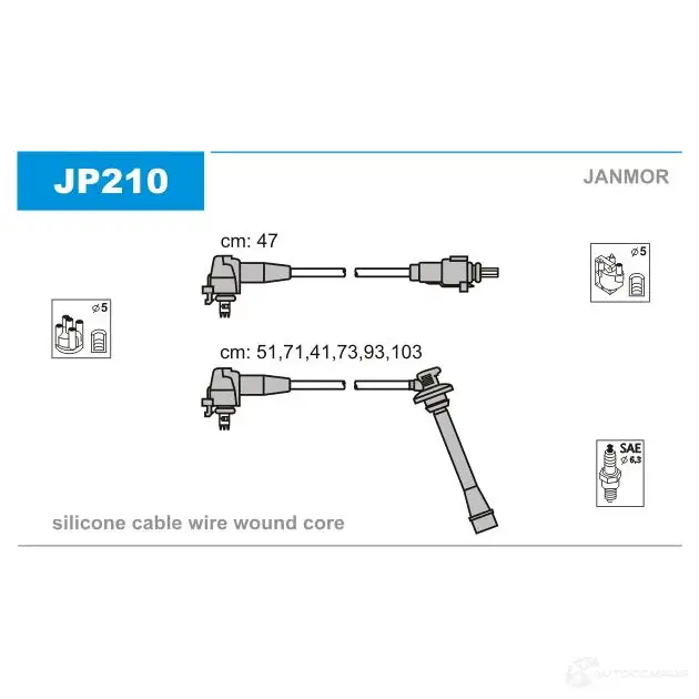 Высоковольтные провода зажигания, комплект JANMOR jp210 TF1L Z 5902925012364 2818006 изображение 0