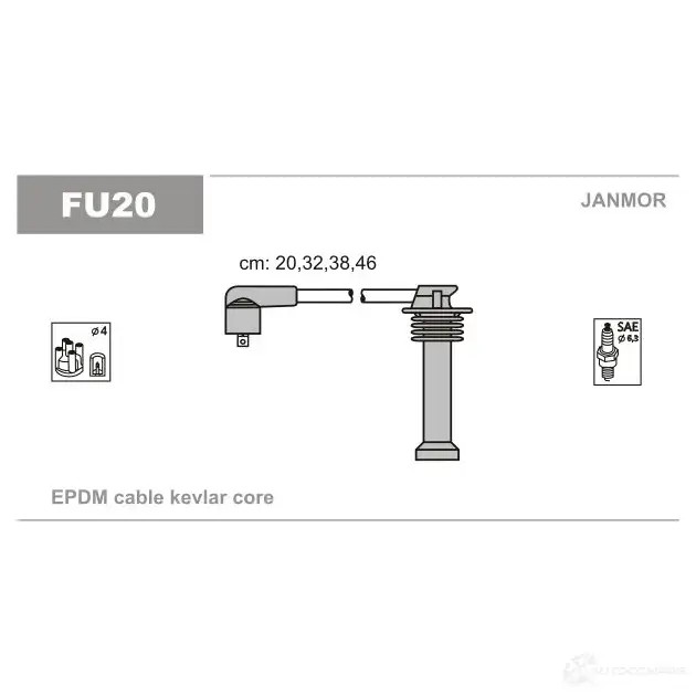 Высоковольтные провода зажигания, комплект JANMOR fu20 U02N 3A 5902925014771 2817312 изображение 3