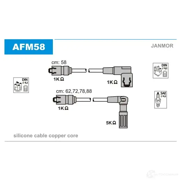 Высоковольтные провода зажигания, комплект JANMOR afm58 5902925019066 2816844 F 3JXD0G изображение 0