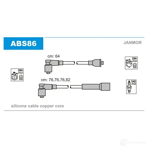 Высоковольтные провода зажигания, комплект JANMOR 2816761 abs86 AKI6Q X 5902925016065
