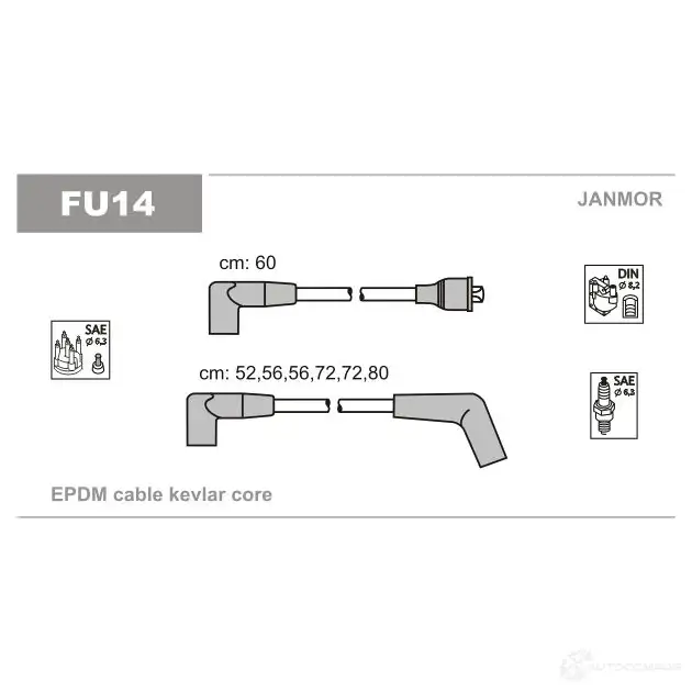 Высоковольтные провода зажигания, комплект JANMOR 5902925009050 fu14 IM HVFMF 2817306