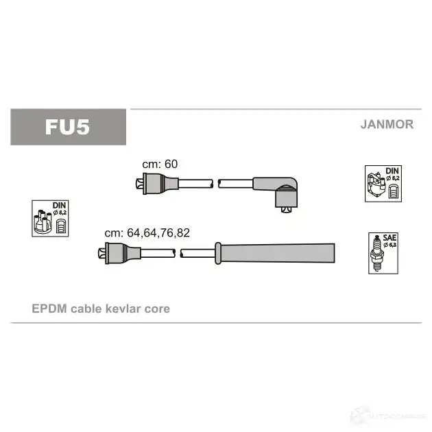 Высоковольтные провода зажигания, комплект JANMOR fu5 PJN W2 5902925007056 2817343 изображение 0