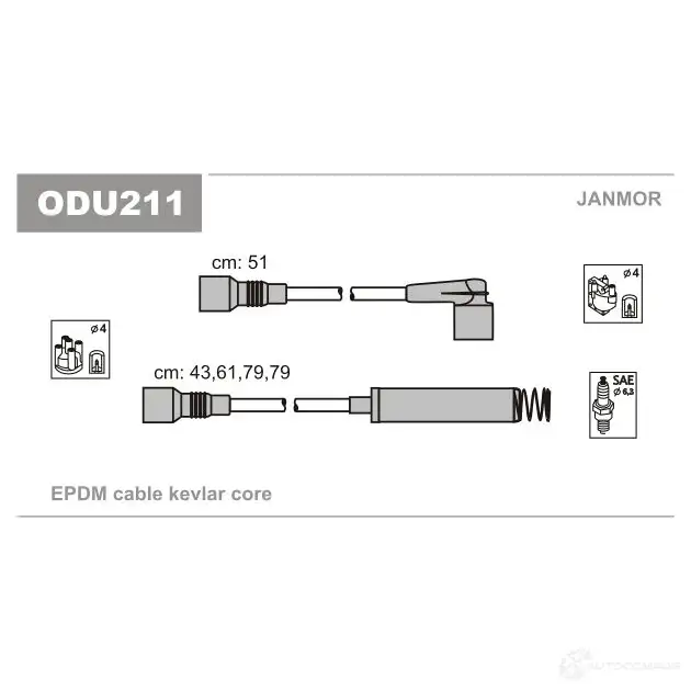Высоковольтные провода зажигания, комплект JANMOR ET TREZ 5902925015105 2818420 odu211