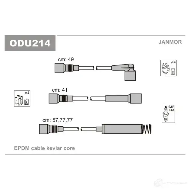 Высоковольтные провода зажигания, комплект JANMOR odu214 2818423 BH0B 0U 5902925015167 изображение 0