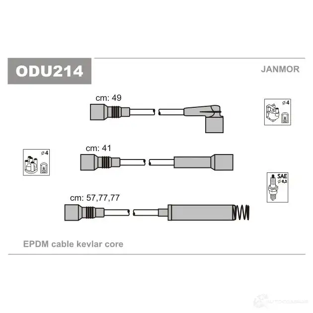 Высоковольтные провода зажигания, комплект JANMOR odu214 2818423 BH0B 0U 5902925015167