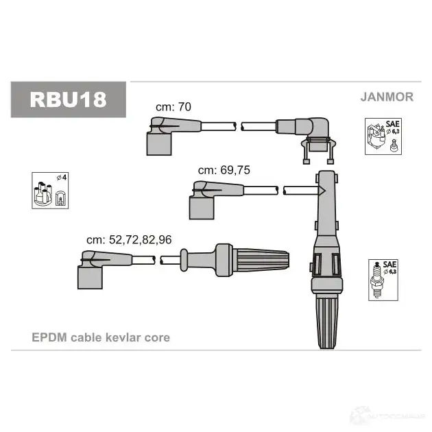 Высоковольтные провода зажигания, комплект JANMOR 2818514 rbu18 9 THHCQ 5902925013590 изображение 0