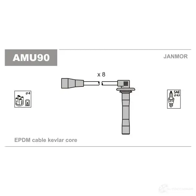 Высоковольтные провода зажигания, комплект JANMOR ZG 1CPVR 2817044 amu90 5902925006479
