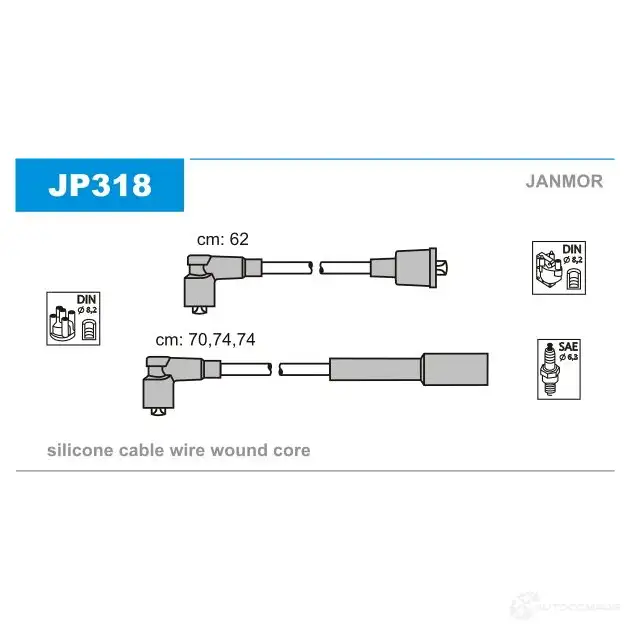 Высоковольтные провода зажигания, комплект JANMOR jp318 5902925018427 EMFL R 2818055 изображение 0