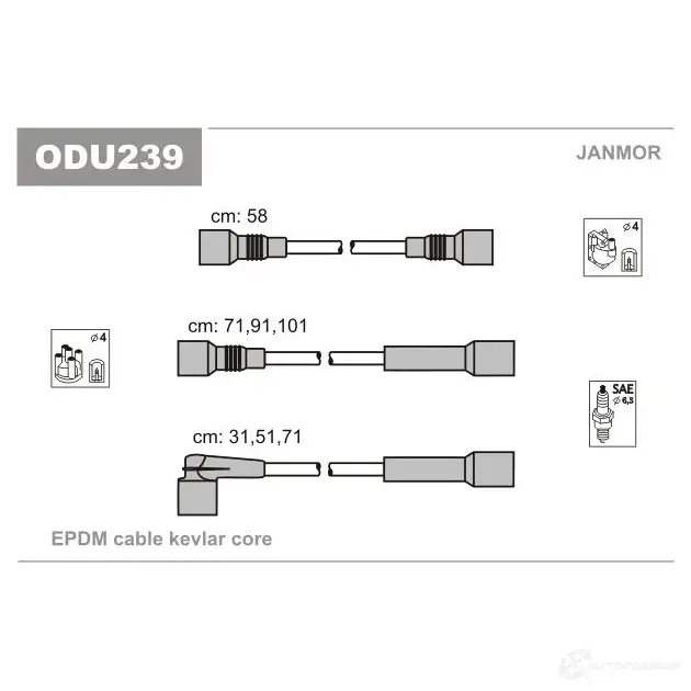 Высоковольтные провода зажигания, комплект JANMOR 5902925015662 2818448 Y3Z99 6 odu239 изображение 0