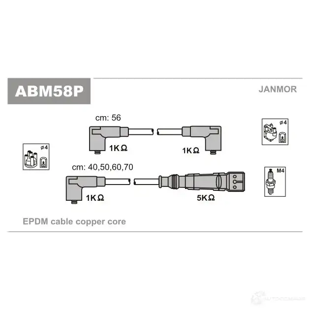 Высоковольтные провода зажигания, комплект JANMOR 5902925014795 abm58p N64DD S 2816680 изображение 0