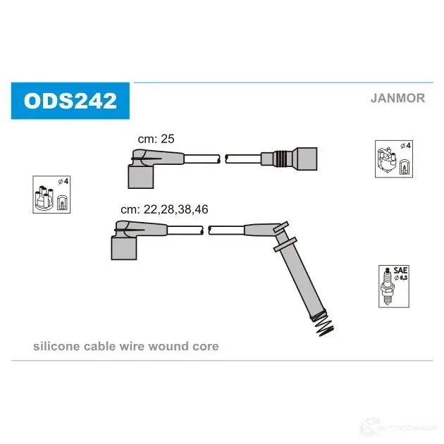 Высоковольтные провода зажигания, комплект JANMOR ods242 2O Z5P 2818397 5902925015716