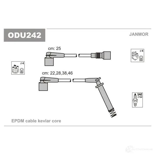 Высоковольтные провода зажигания, комплект JANMOR 5902925015723 odu242 OX S1JS 2818451