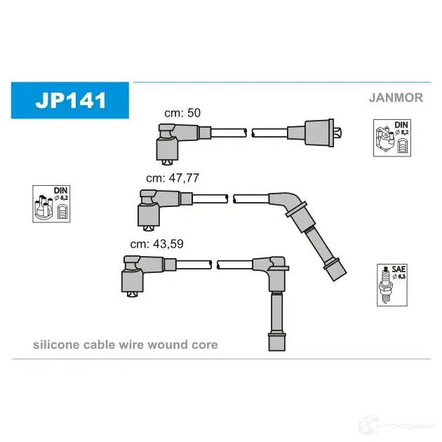 Высоковольтные провода зажигания, комплект JANMOR jp141 7E6AI 6 2817940 5902925017819 изображение 0