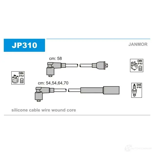 Высоковольтные провода зажигания, комплект JANMOR N9W 6J 2818047 5902925018342 jp310 изображение 0