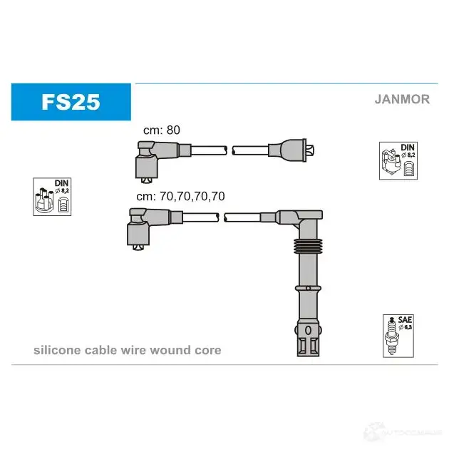 Высоковольтные провода зажигания, комплект JANMOR 2817267 VW6HID 0 fs25 5902925004291 изображение 0