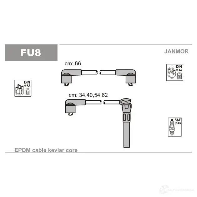 Высоковольтные провода зажигания, комплект JANMOR 2817349 fu8 5902925007223 5 4NPTL9