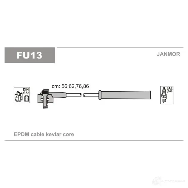 Высоковольтные провода зажигания, комплект JANMOR fu13 D VPVJ 2817305 5902925006967 изображение 0