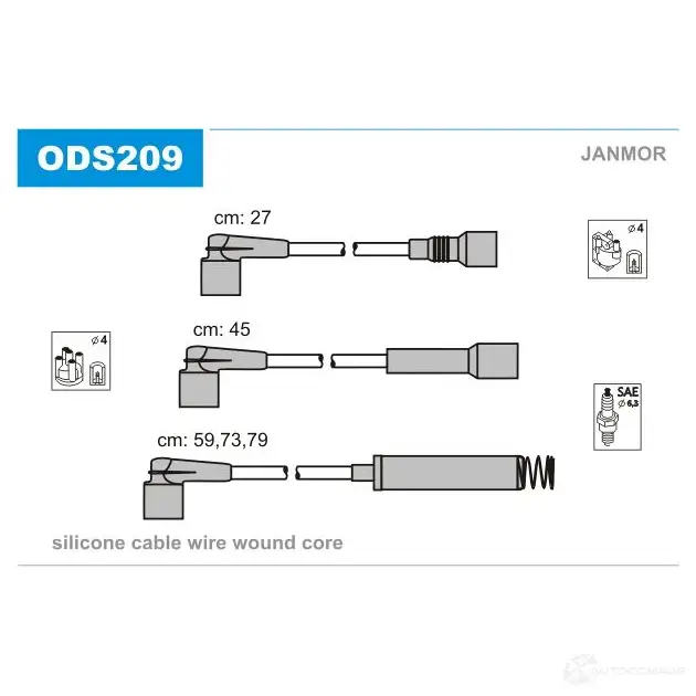 Высоковольтные провода зажигания, комплект JANMOR ods209 2818364 5902925015051 C0K9Z CL изображение 0