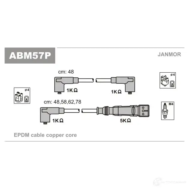 Высоковольтные провода зажигания, комплект JANMOR 5902925014788 abm57p 2816678 FP6J K19