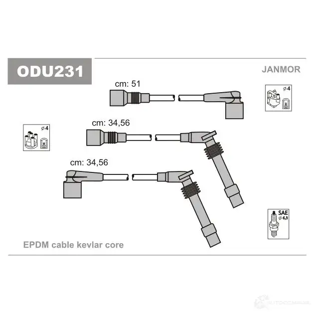Высоковольтные провода зажигания, комплект JANMOR L7S5M S 5902925015501 2818440 odu231 изображение 0
