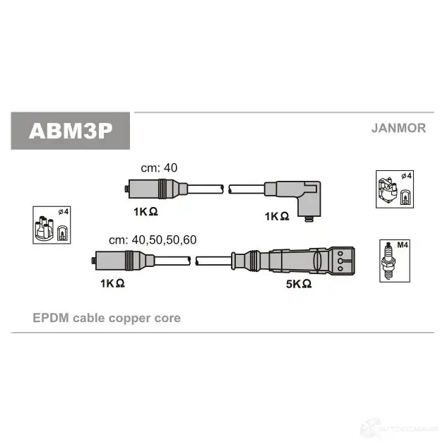 Высоковольтные провода зажигания, комплект JANMOR abm3p WD GD8Q 5902925013859 2816652 изображение 0