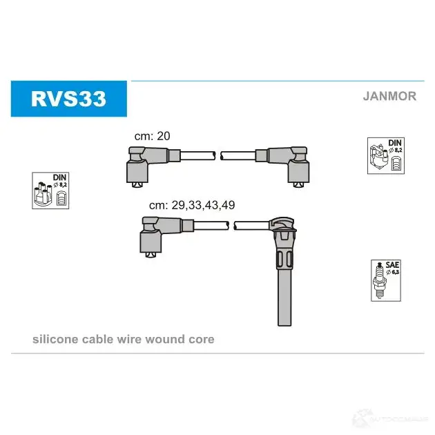 Высоковольтные провода зажигания, комплект JANMOR 5902925020840 rvs33 C 1WOF 2818569 изображение 0