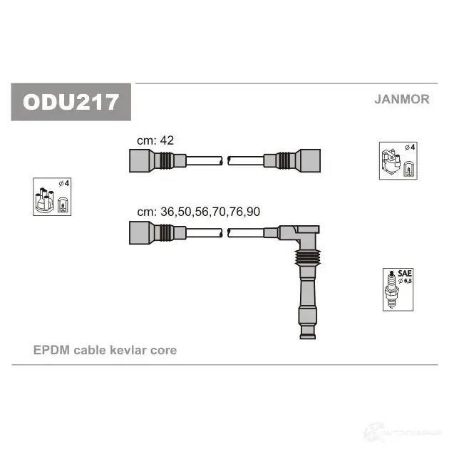 Высоковольтные провода зажигания, комплект JANMOR odu217 5902925015228 1 OGLH 2818426